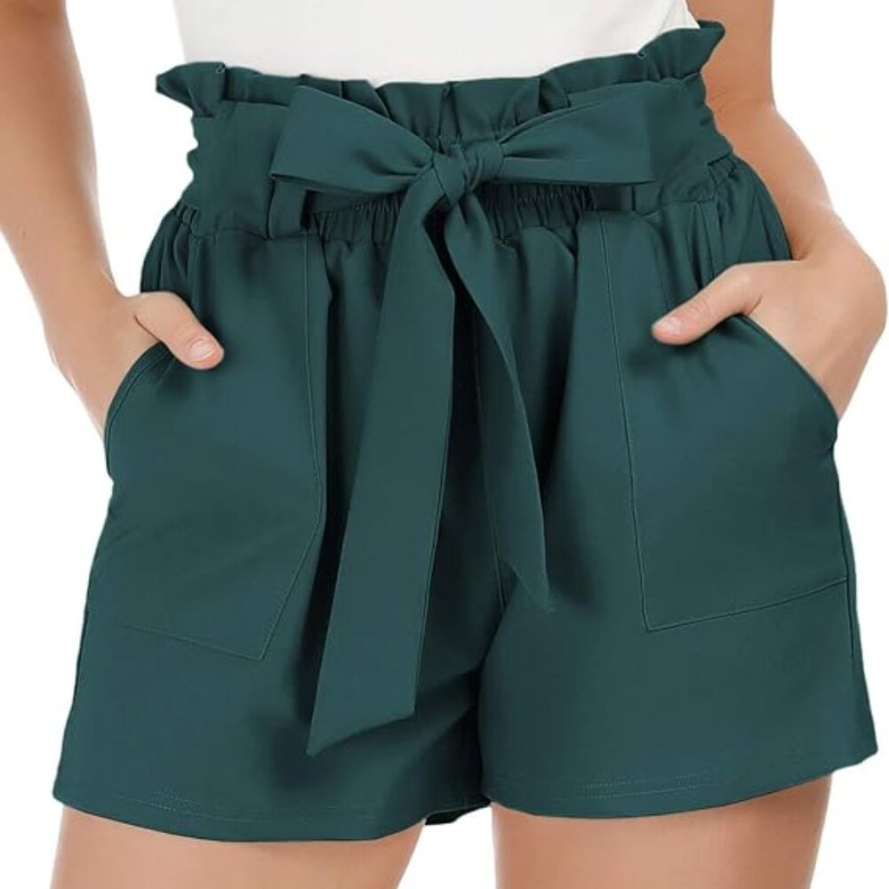 GRACE KARIN Women's High Waist Solid Summer Casual Shorts M Teal NWOT